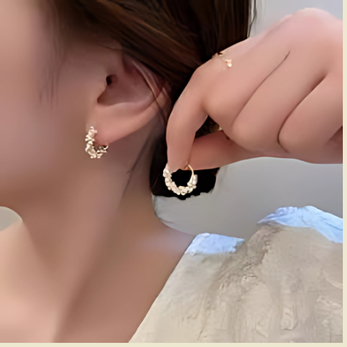 Korean New Simple Temperament Circle Pearl Earrings